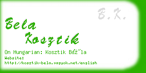 bela kosztik business card